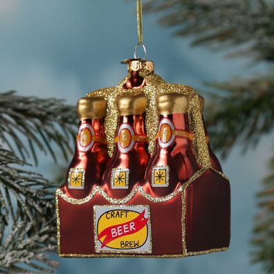 Weihnachtsbaumschmuck Sixpack Craftbeer Glas Baumhänger lustig Bier Baumschmuck