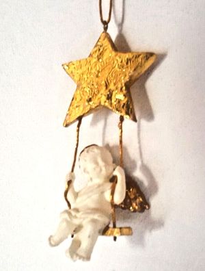 Engel auf Schaukelhänger Goldengel Schutzengel Christbaumschmuck Weihnachtsengel
