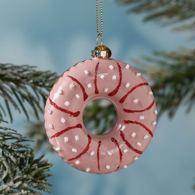 Weihnachtsbaumschmuck Donut Christbaumschmuck Anhänger Geschenk rosa H: 8,5cm