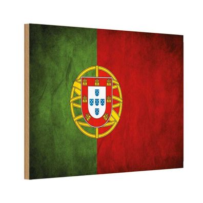vianmo Holzschild Holzbild 20x30 cm Portugal Fahne Flagge