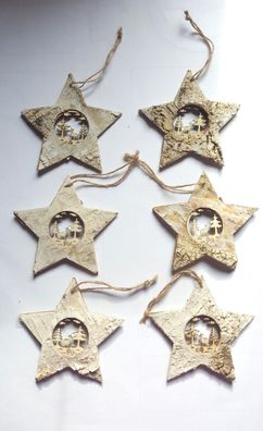 2er Set Sterne zum hängen Motiv Sterne Christbaumanhänger Birkensterne holzstern