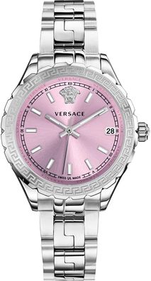 Versace V12010015 Hellenyium rosa pink silber Edelstahl Armband Uhr Damen NEU