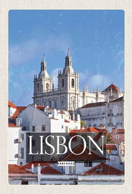 Holzschild 20x30 cm - Lisbon Portugal Architektur Reiseziel