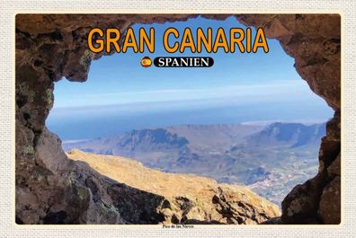 Holzschild 20x30 cm - Gran Canaria Spanien Pico de Nieves Berg