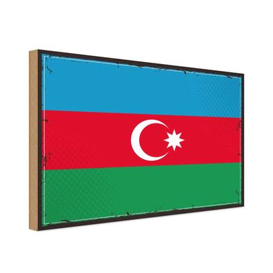 vianmo Holzschild Holzbild 20x30 cm Aserbaidschan Fahne Flagge