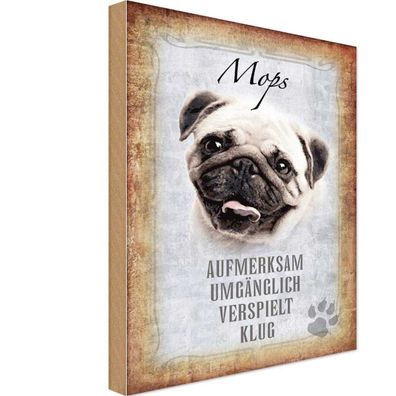vianmo Holzschild 20x30 cm Tier Mops Hund Geschenk Metal