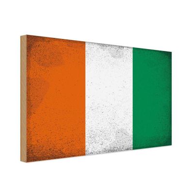 vianmo Holzschild Holzbild 18x12 cm Elfenbeinküste Fahne Flagge
