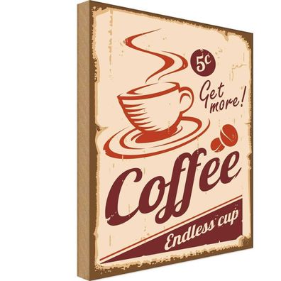vianmo Holzschild 20x30 cm Essen Trinken Coffee Endless cup Kaffee
