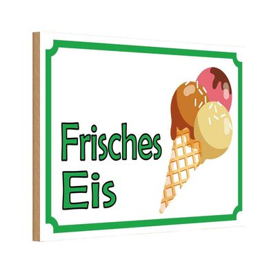 vianmo Holzschild 18x12 cm Hinweis frisches Eis Verkauf