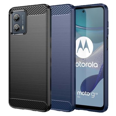 TPU Hülle für Motorola Moto G53 Carbon Fiber Skin Brushed Schutzcover Soft Case