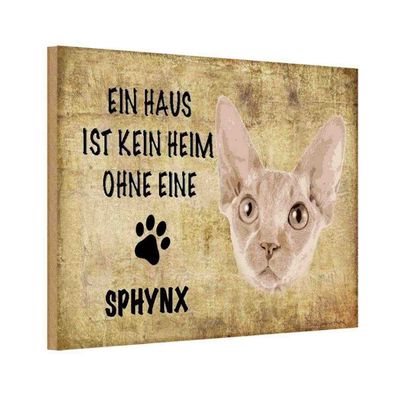 vianmo Holzschild 20x30 cm Straßenschild Sphynx Katze ohne kein Heim