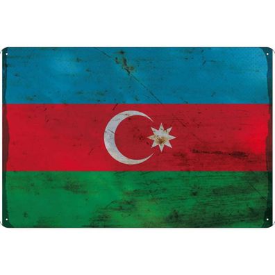vianmo Blechschild Wandschild 20x30 cm Aserbaidschan Fahne Flagge