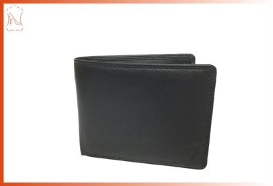 schwarze Herrenbörse mit extragroßem Kleingeldfach, Schüttbörse mit RFID-Schutz