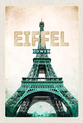 Blechschild 20x30 cm - Eiffel Tower Retro Tourismus