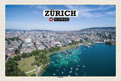 Blechschild 20x30 cm - Zürich Schweiz Zürichsee Boote
