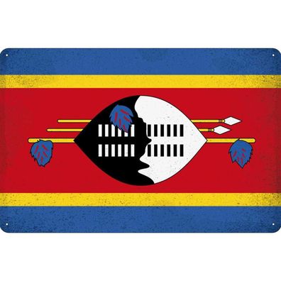 vianmo Blechschild Wandschild 20x30 cm Swasiland Eswatini Fahne Flagge