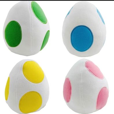 4 bunte Super Mario Yoshi Ei Egg Plüsch Figur Stofftier Kuscheltier Set 19 cm NEU