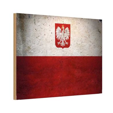 vianmo Holzschild Holzbild 18x12 cm Polen Fahne Flagge