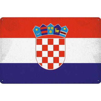 vianmo Blechschild Wandschild 20x30 cm Kroatien Fahne Flagge