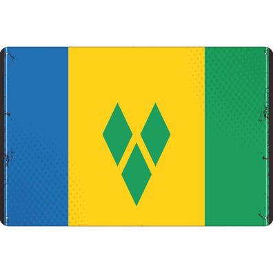 vianmo Blechschild Wandschild 20x30 cm Saint Vincent Grenadinen Fahne Flagge
