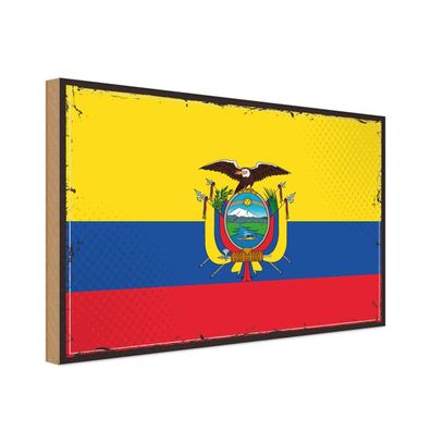 vianmo Holzschild Holzbild 18x12 cm Ecuador Fahne Flagge