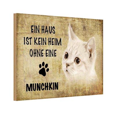 vianmo Holzschild 18x12 cm Tier Munchkin Katze ohne kein Heim