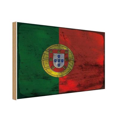vianmo Holzschild Holzbild 18x12 cm Portugal Fahne Flagge