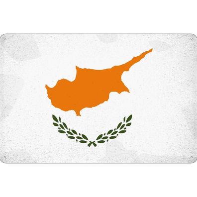 Blechschild Wandschild Metallschild 20x30 cm - Zypern Flag of Cyprus Vintage