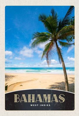 Holzschild 20x30 cm - Bahamas West Indien Strand Palme