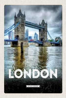 Blechschild 20x30 cm - London England Reiseziel Brücke