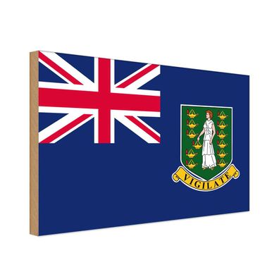 vianmo Holzschild Holzbild 20x30 cm Britischen Jungferninseln Fahne Flagge