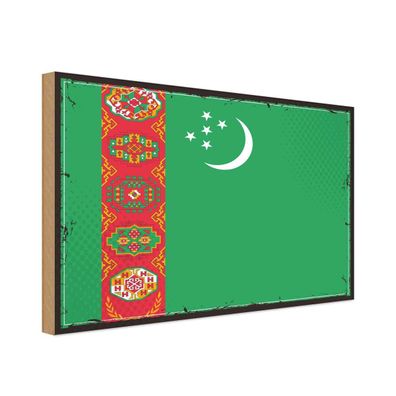 vianmo Holzschild Holzbild 20x30 cm Turkmenistan Fahne Flagge