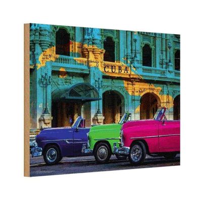 vianmo Holzschild 18x12 cm Garage Werkstatt Cuba Karte 3 Autos
