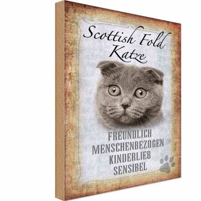 vianmo Holzschild 20x30 cm Tier Scottish Fold Katze Geschenk