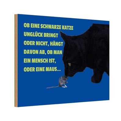 vianmo Holzschild 20x30 cm Tier Menscch oder Maus (Katze)