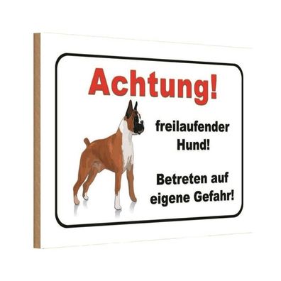 vianmo Holzschild 18x12 cm Warnung Achtung freilaufender Hund