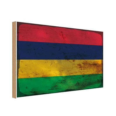 vianmo Holzschild Holzbild 20x30 cm Mauritiu Fahne Flagge