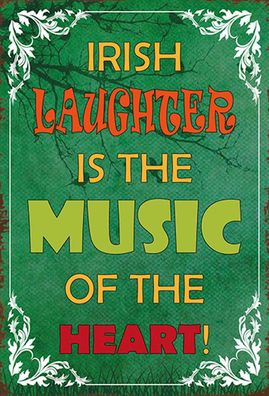 Holzschild 18x12 cm - irish laughter is the music of