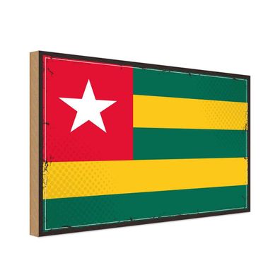 vianmo Holzschild Holzbild 20x30 cm Togo Fahne Flagge