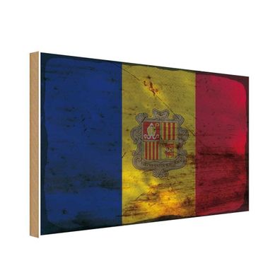 vianmo Holzschild Holzbild 20x30 cm Andorra Fahne Flagge