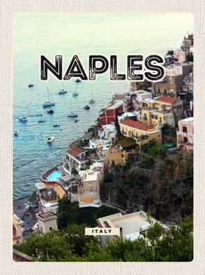 Holzschild 20x30 cm - Naples Italy Neapel Italien Panorama