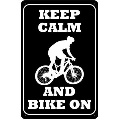 Blechschild 20x30 cm - Keep Calm and Bike on