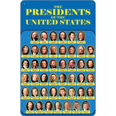 Blechschild 18x12 cm - the presidents of United States