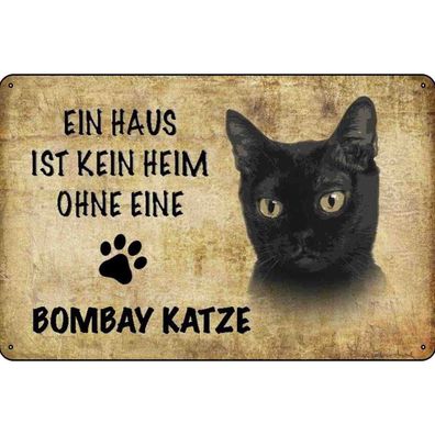 vianmo Blechschild 20x30 cm gewölbt Tier Bombay Katze ohne kein Heim