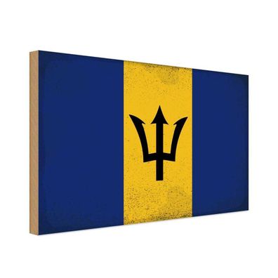 vianmo Holzschild Holzbild 20x30 cm Barbado Fahne Flagge