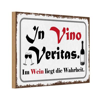 vianmo Holzschild 20x30 cm Essen Trinken in Vino Veritas Wein Wahrheit