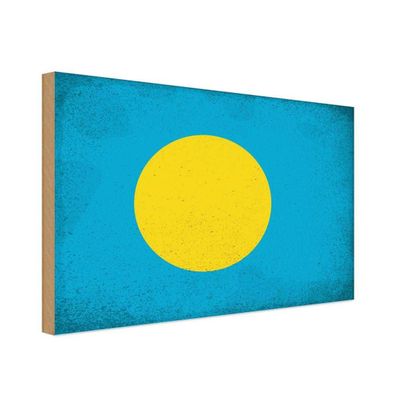 vianmo Holzschild Holzbild 18x12 cm Palau Fahne Flagge