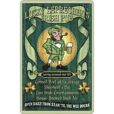 Blechschild 18x12 cm - Bier Irish Pub open daily from 11am