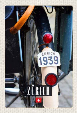 Holzschild 20x30 cm - Zürich Fahrrad 1939 Europa