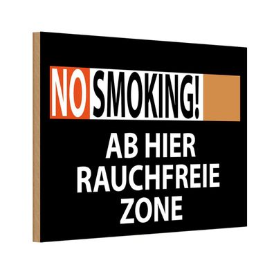 Holzschild 18x12 cm - No Smoking Rauchfreie Zone